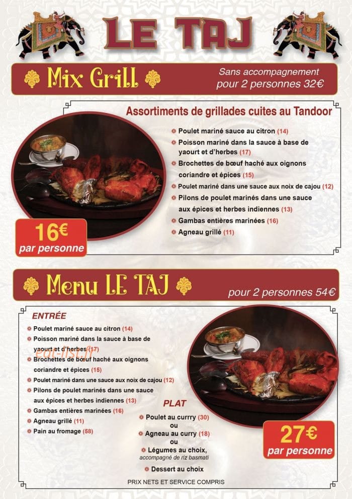 Le Taj — carte page 8
