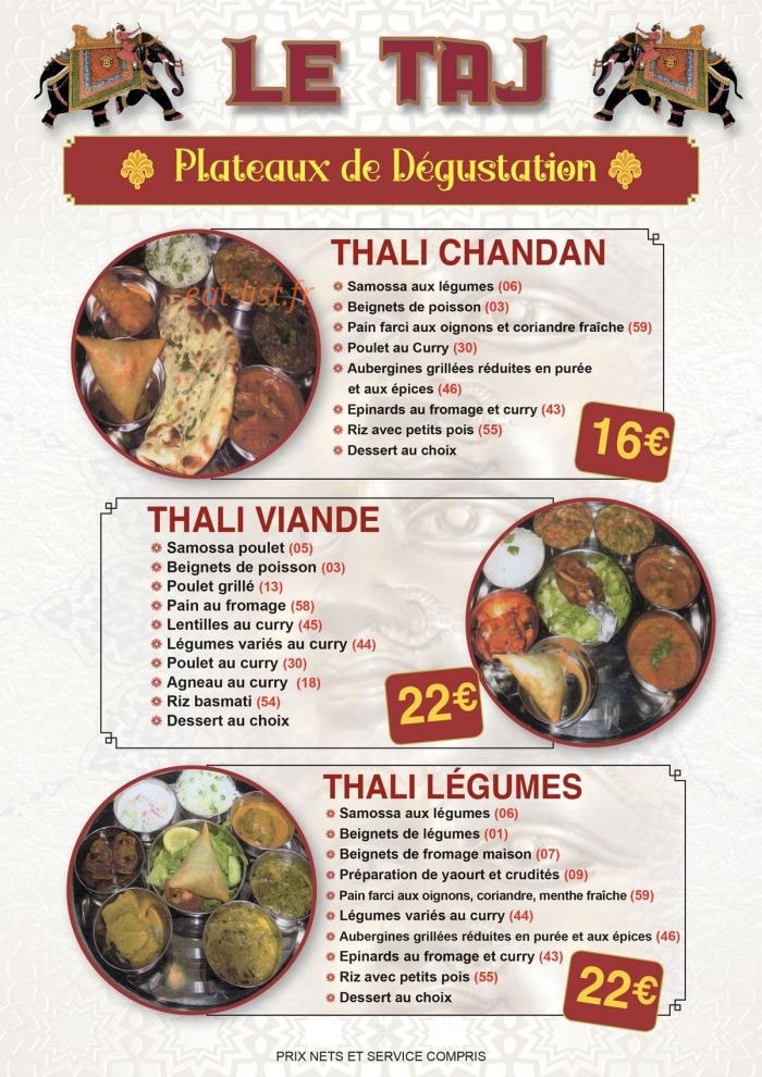 Le Taj — carte page 7
