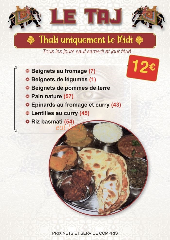 Le Taj — carte page 4
