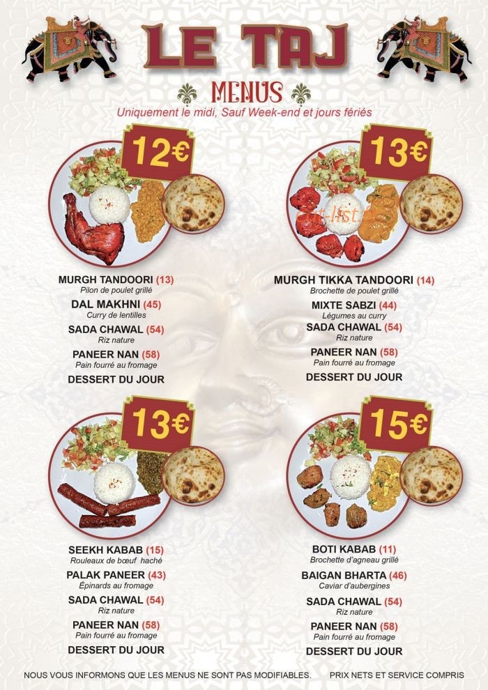 Le Taj — carte page 5