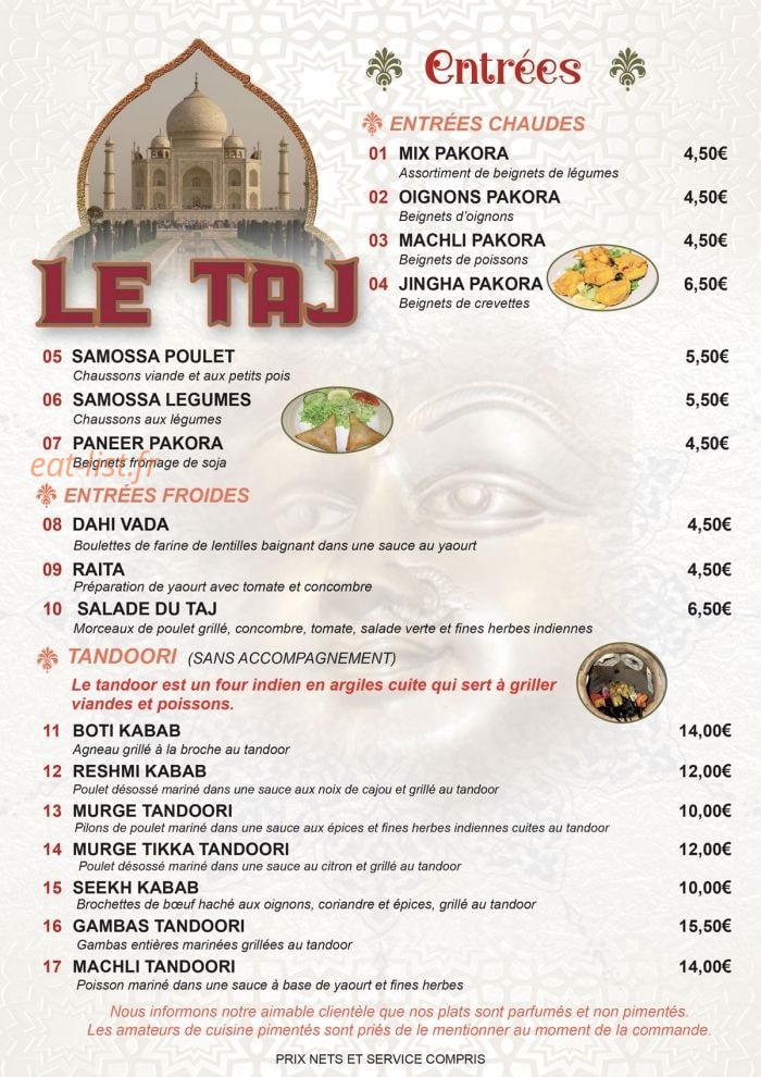 Le Taj — carte page 1