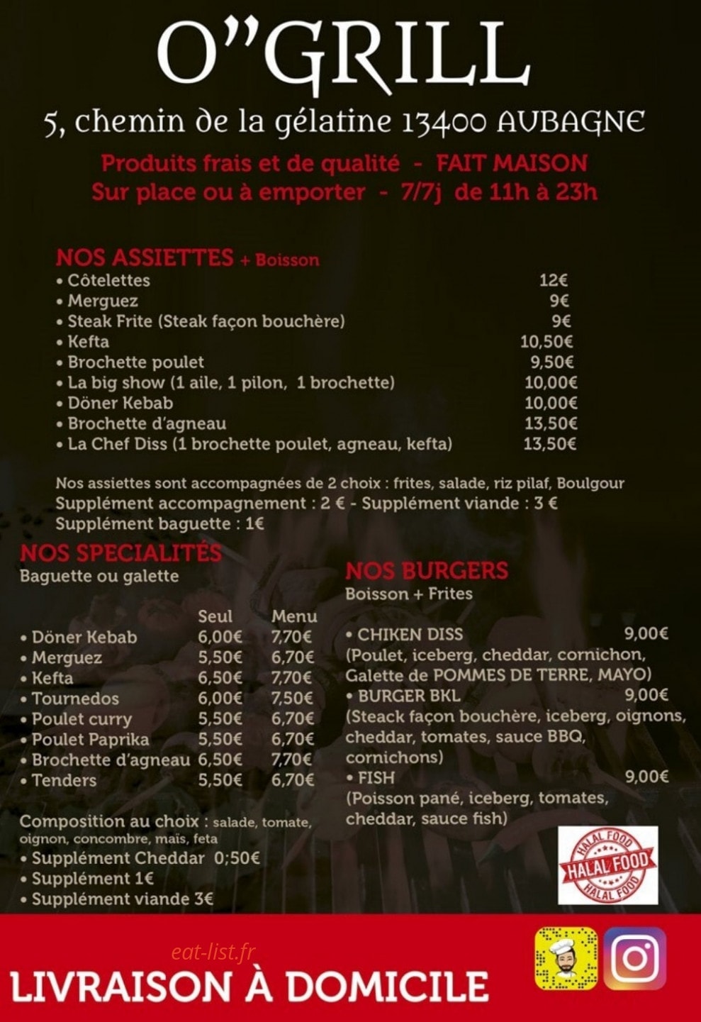 O''grill — carte page 1