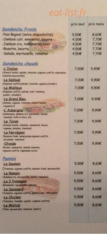 O'régal snack — carte page 2