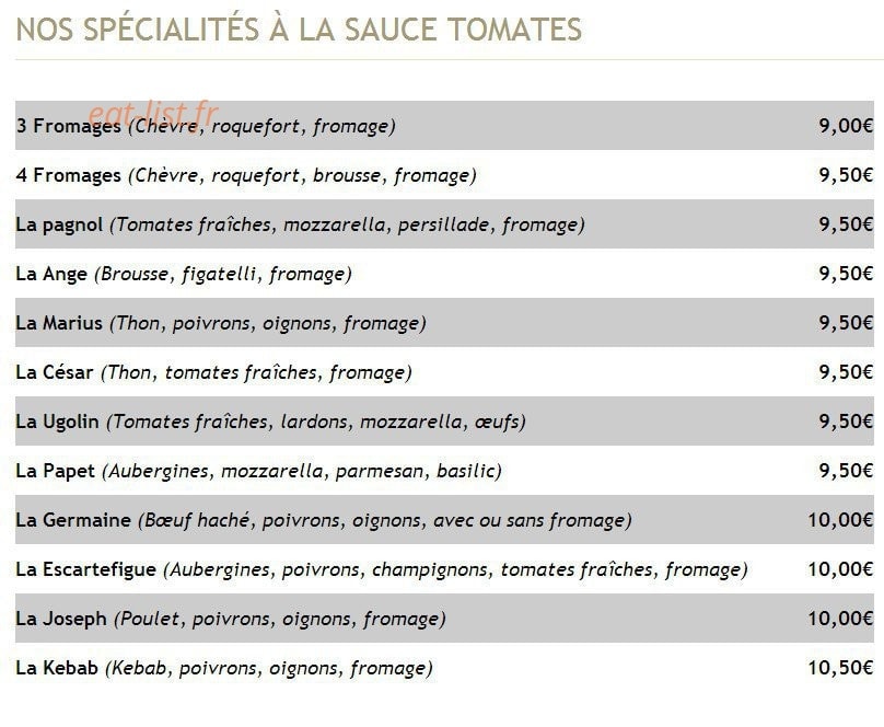 Pizza de manon — carte page 4
