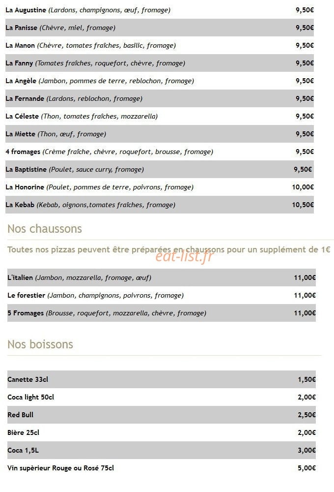 Pizza de manon — carte page 3