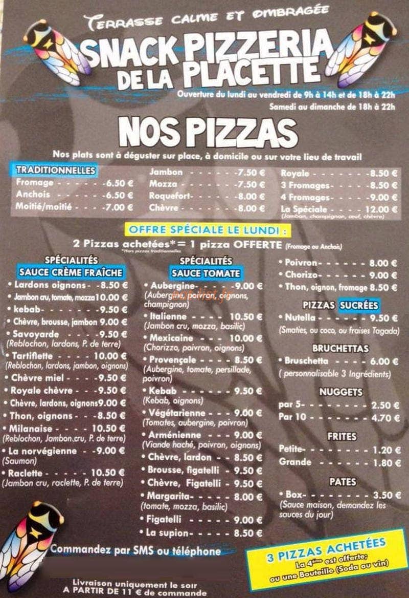 Pizzeria de la placette — carte page 1