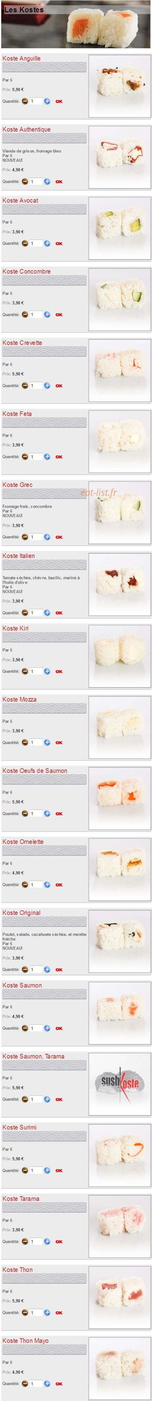 Sushikoste — carte page 8