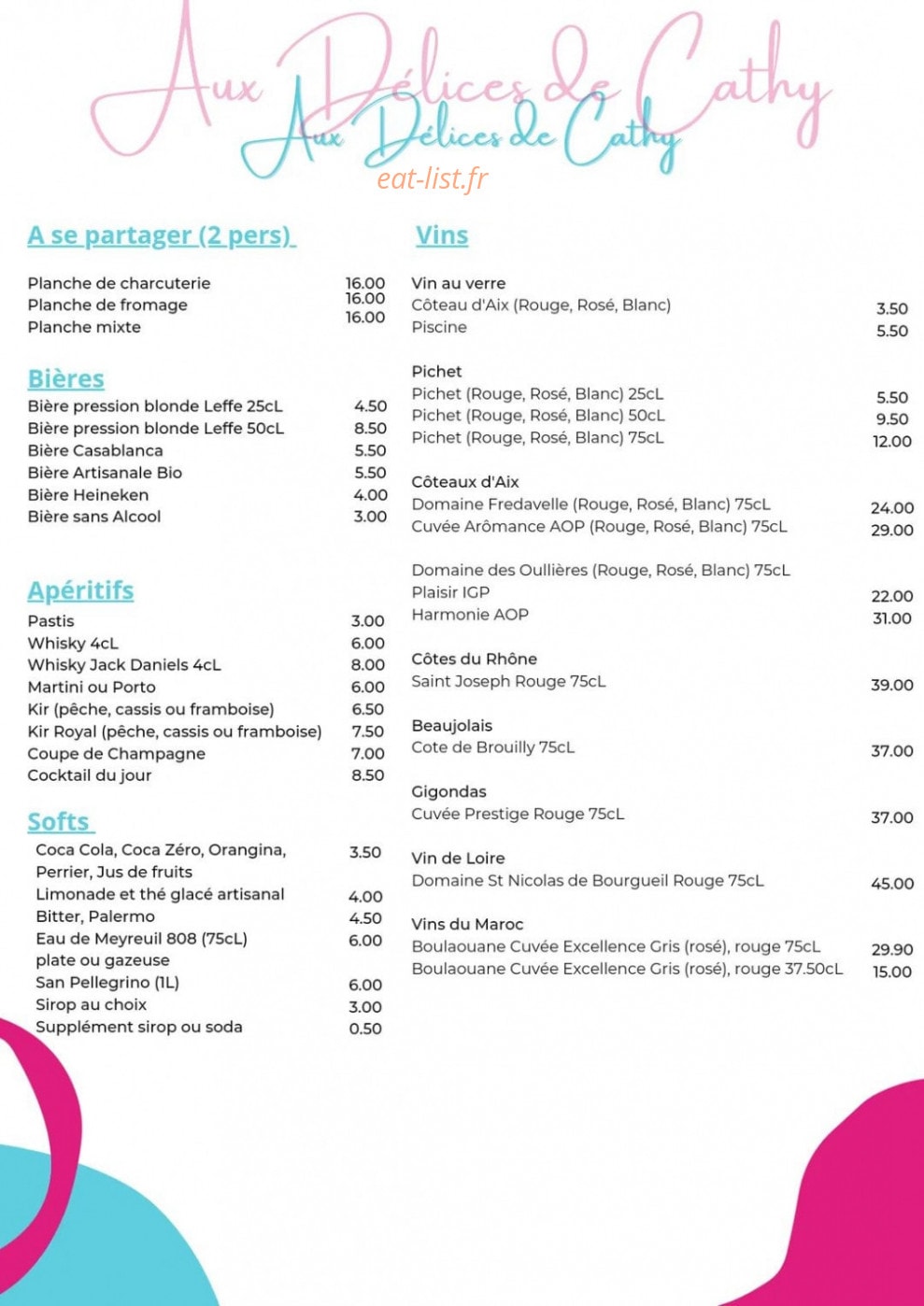 Aux Délices de Cathy — carte page 2