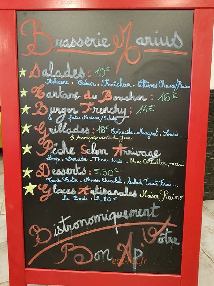 Brasserie Marius — carte page 1