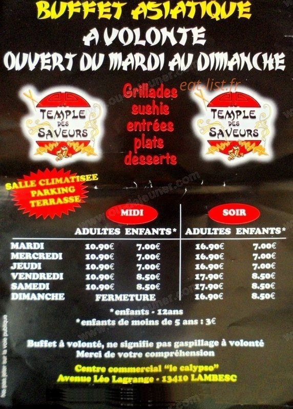 Le temple Des Saveurs — carte page 2