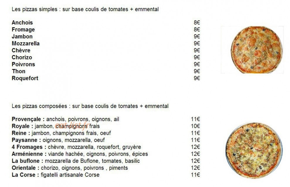 Pizza Mia — carte page 1