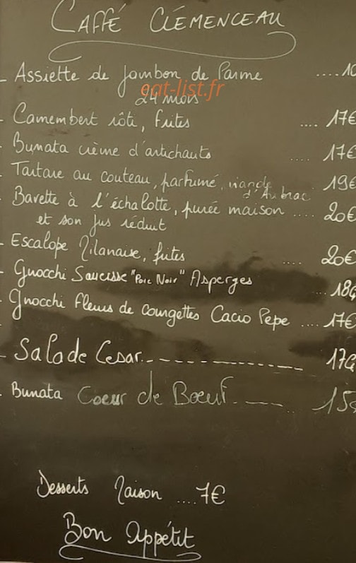 Caffè Clémenceau — carte page 1