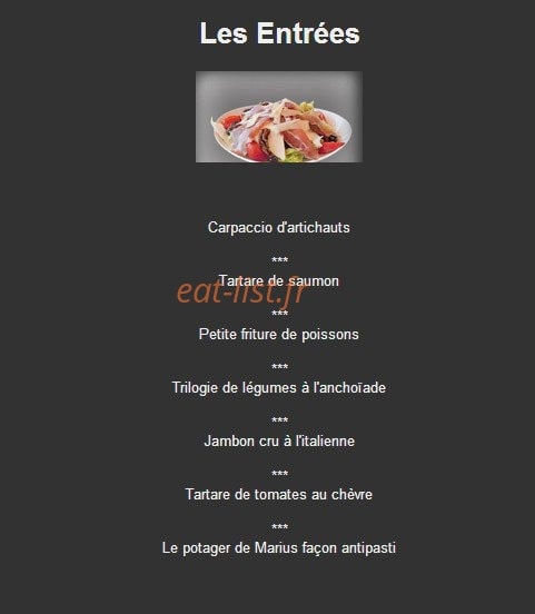 Chez Marius — carte page 2
