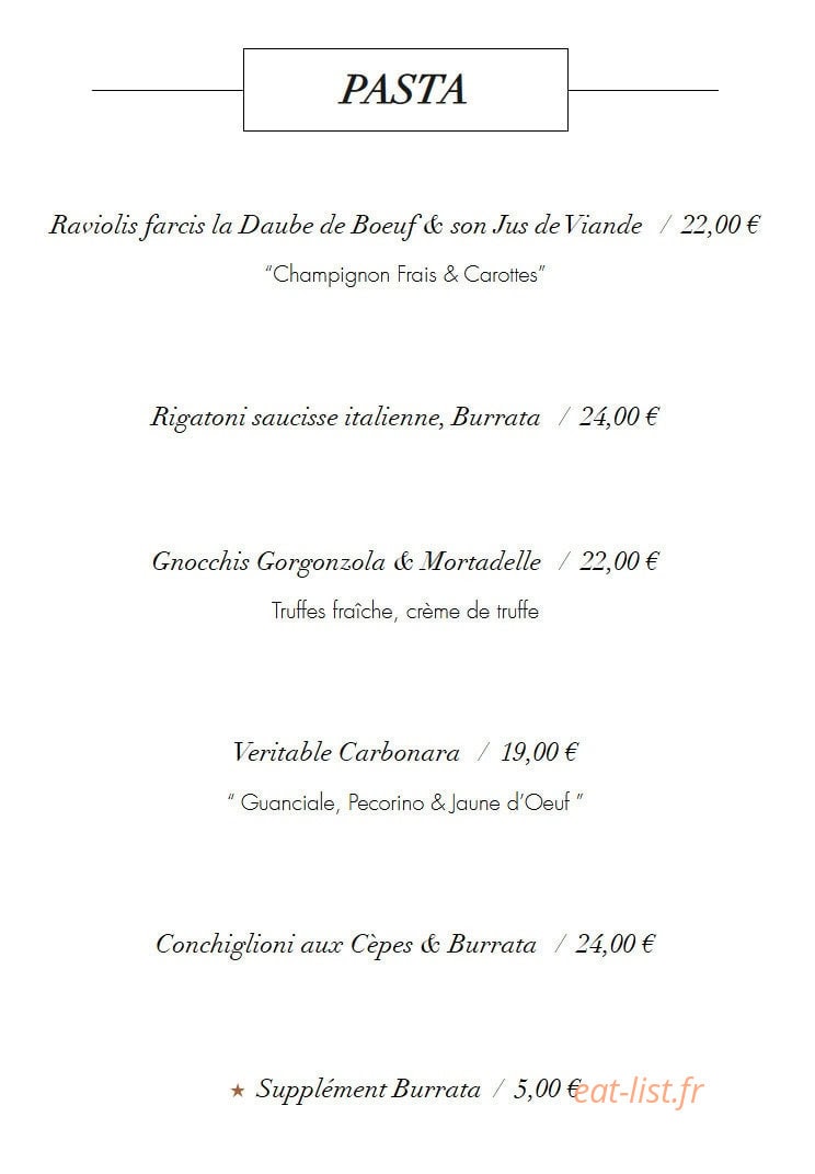 La Trattoria — carte page 3
