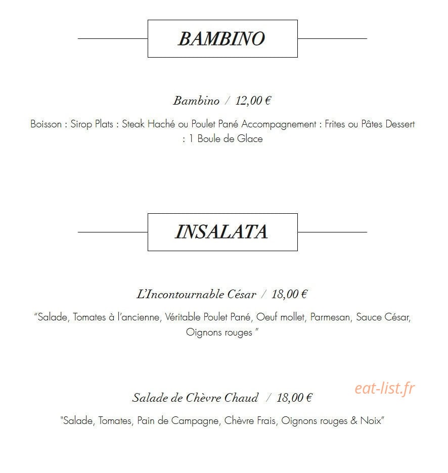 La Trattoria — carte page 2