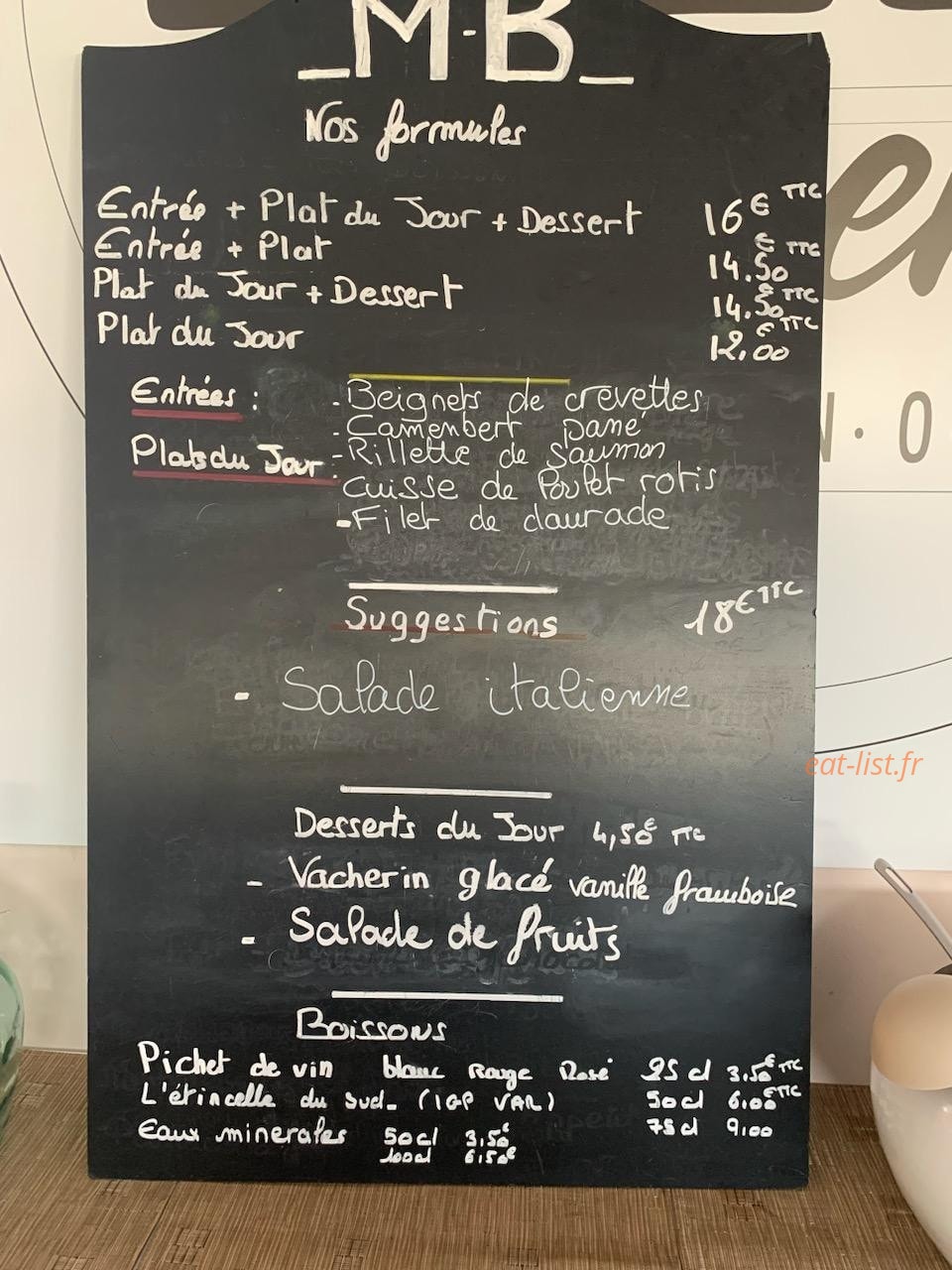 MB Brasserie — carte page 1