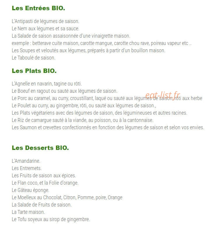 Valentine Bio — carte page 1