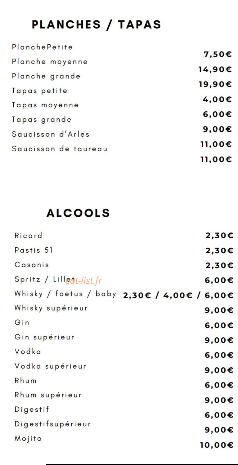 Bistrot Le Moderne — carte page 1