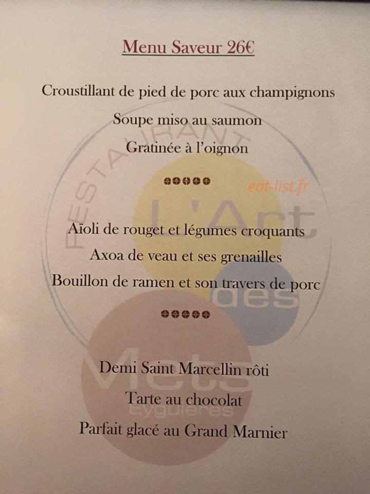 L’art des Mets — carte page 1
