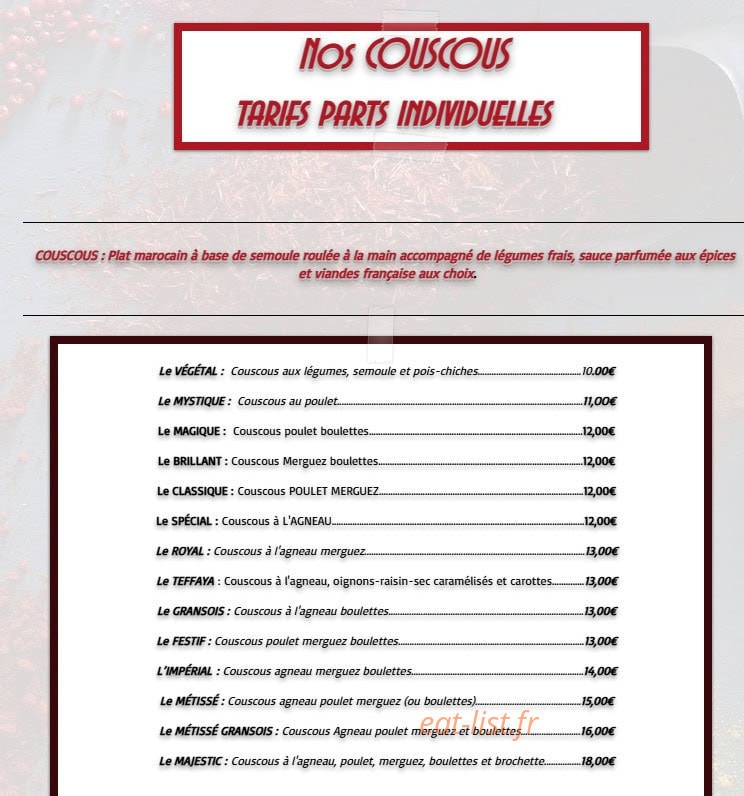 Allo couscous — carte page 2