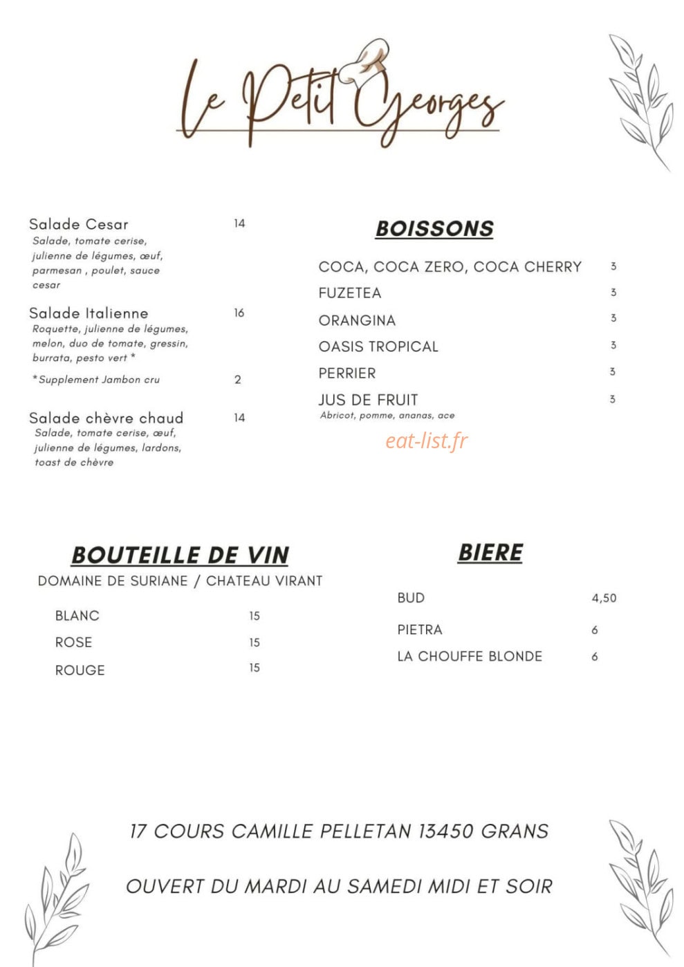 Le Petit Georges — carte page 5