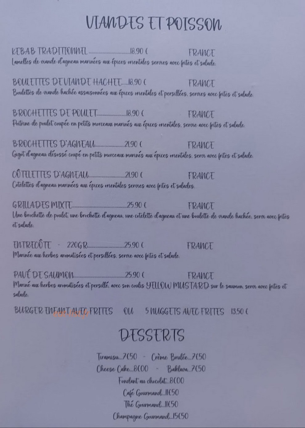 Restaurant signature — carte page 2