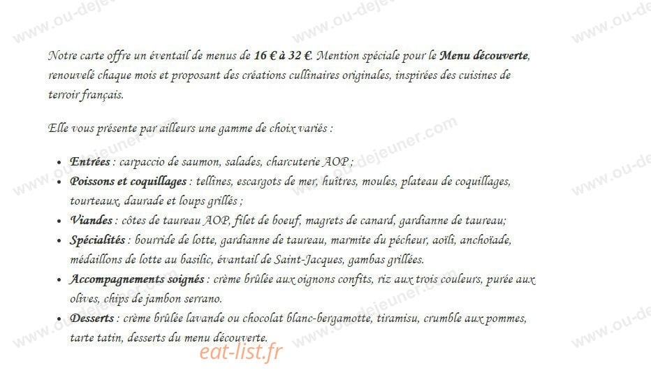 A Fleur de sel — carte page 1