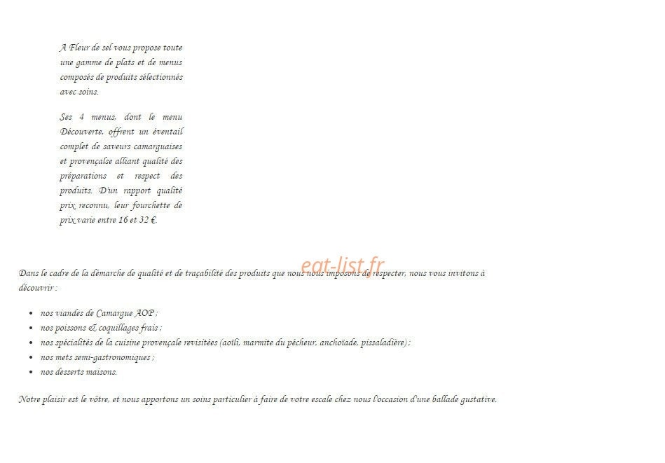 A Fleur de sel — carte page 2