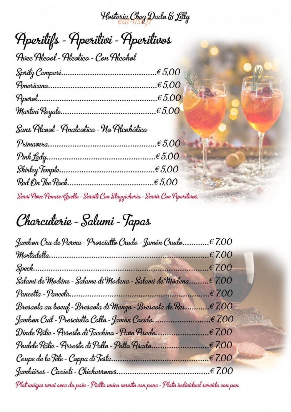 Hosteria chez Dado & Lilly — carte page 5
