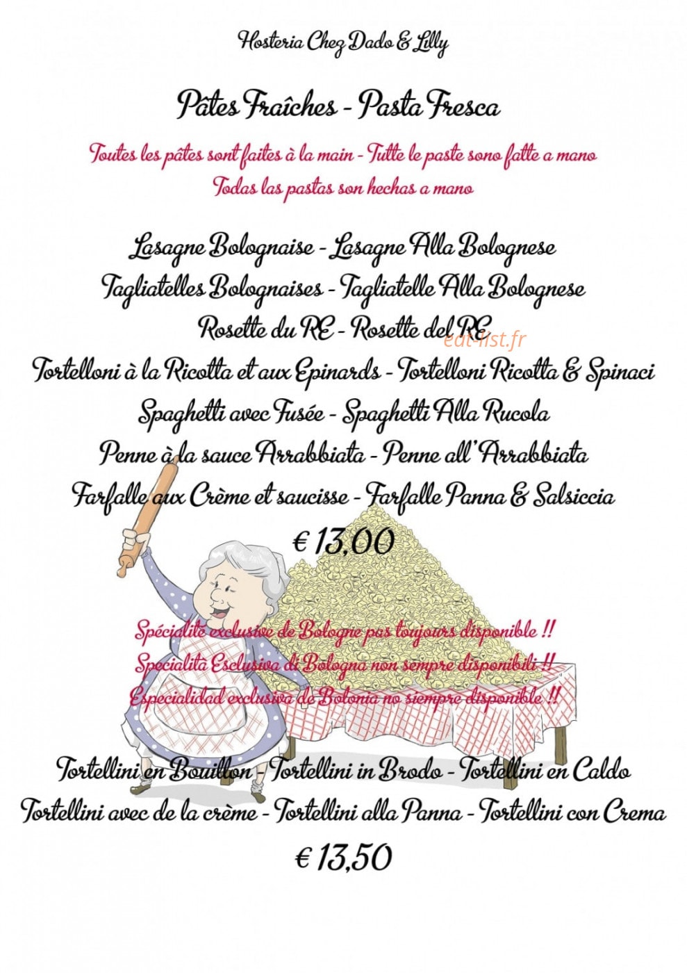 Hosteria chez Dado & Lilly — carte page 2