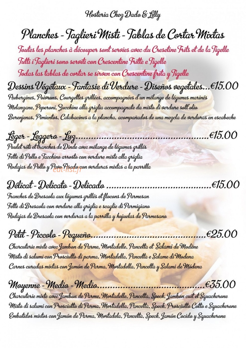 Hosteria chez Dado & Lilly — carte page 4