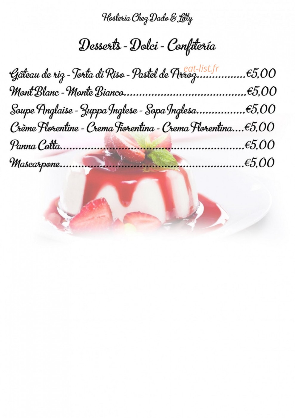 Hosteria chez Dado & Lilly — carte page 7