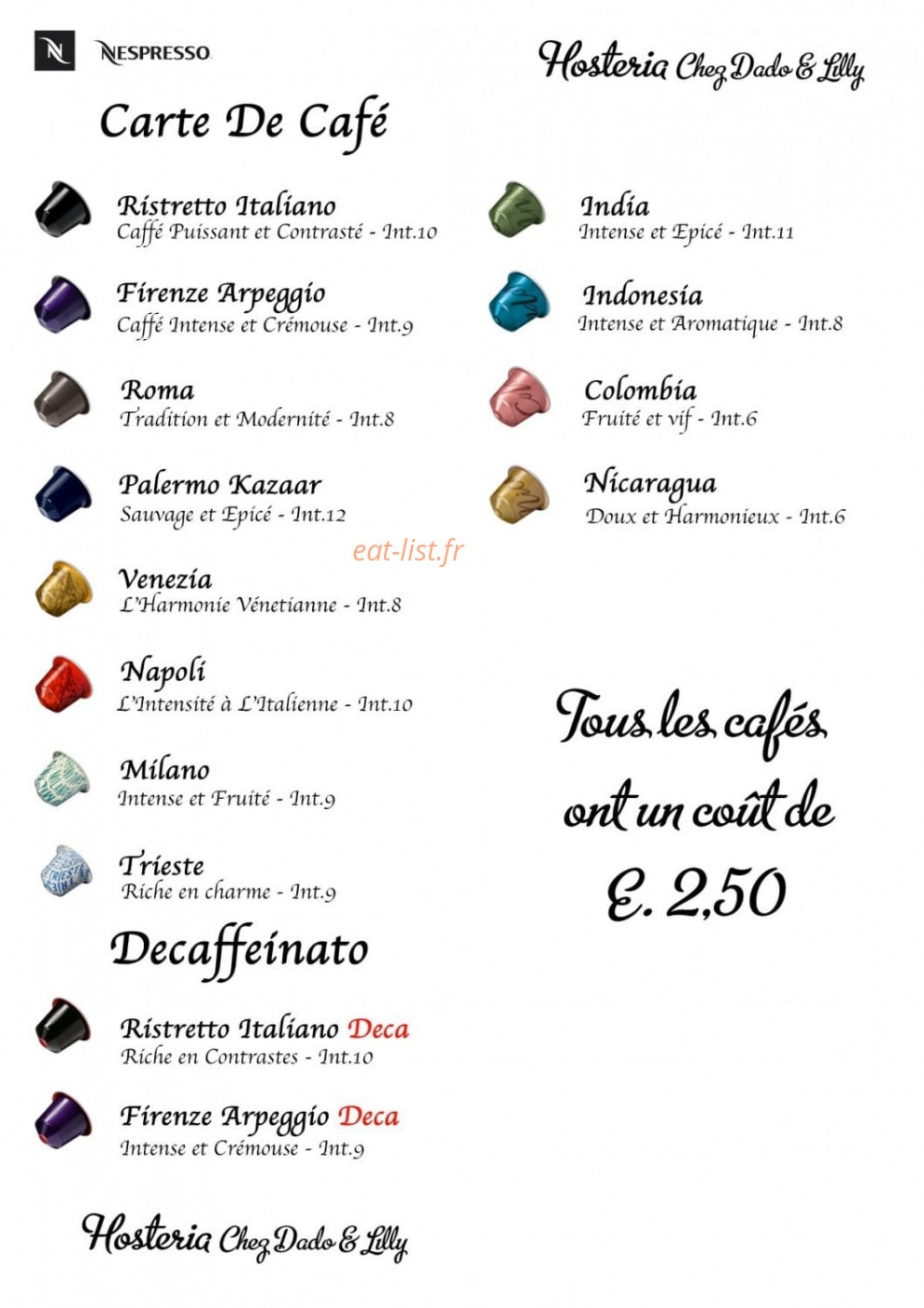 Hosteria chez Dado & Lilly — carte page 6