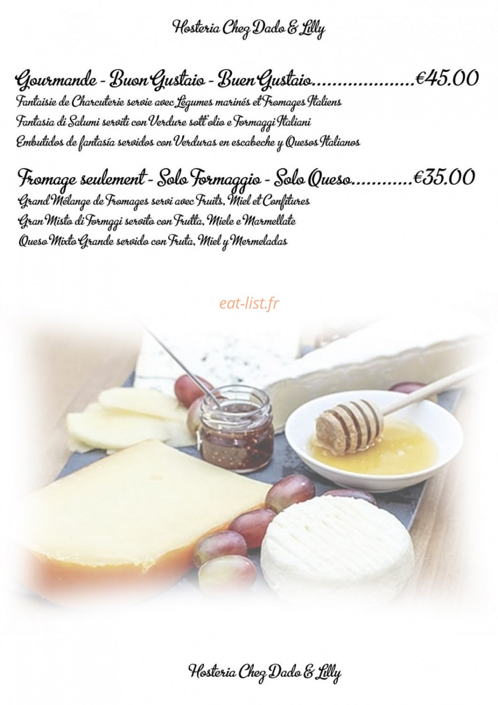Hosteria chez Dado & Lilly — carte page 3