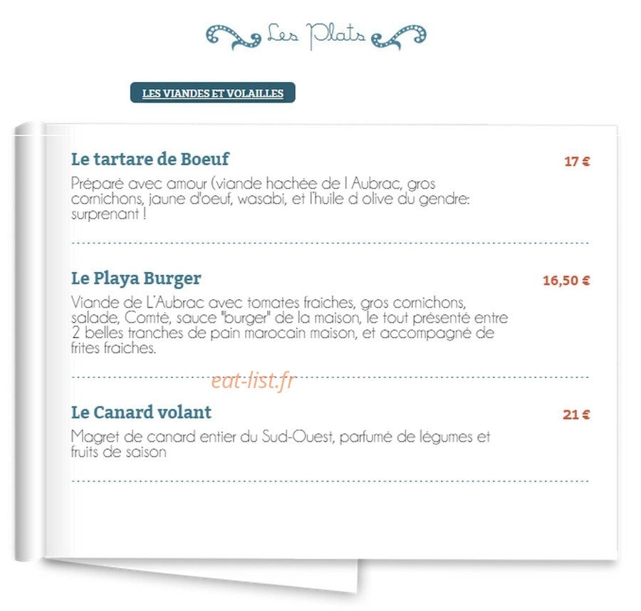 La Playa — carte page 3