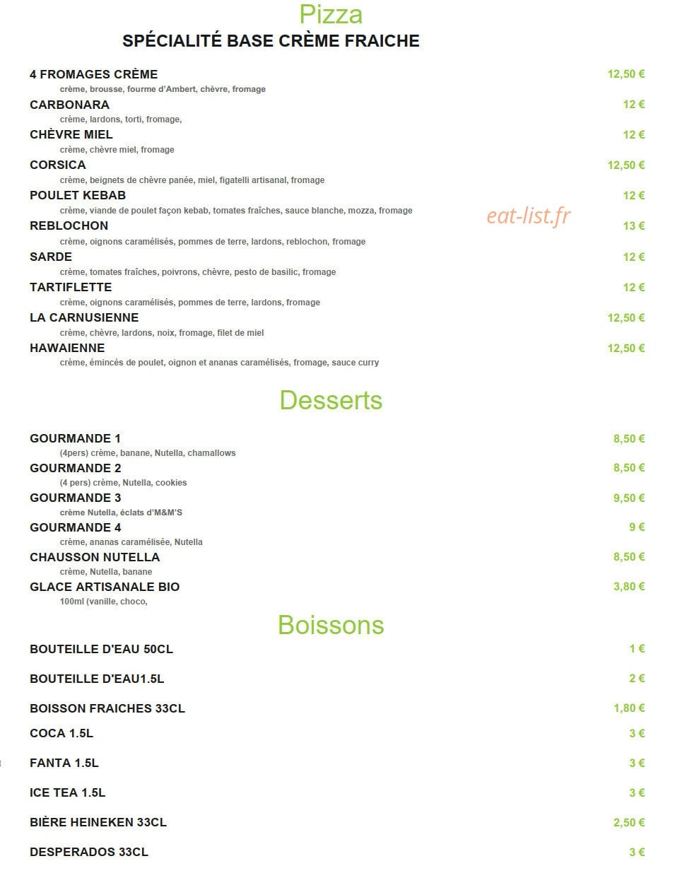 La cave a pizza — carte page 4