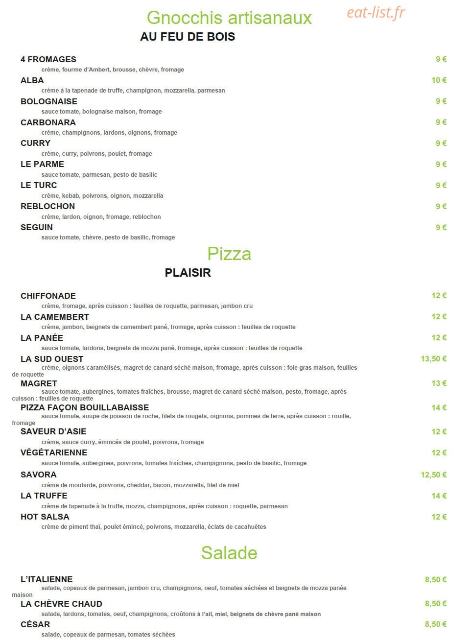 La cave a pizza — carte page 3