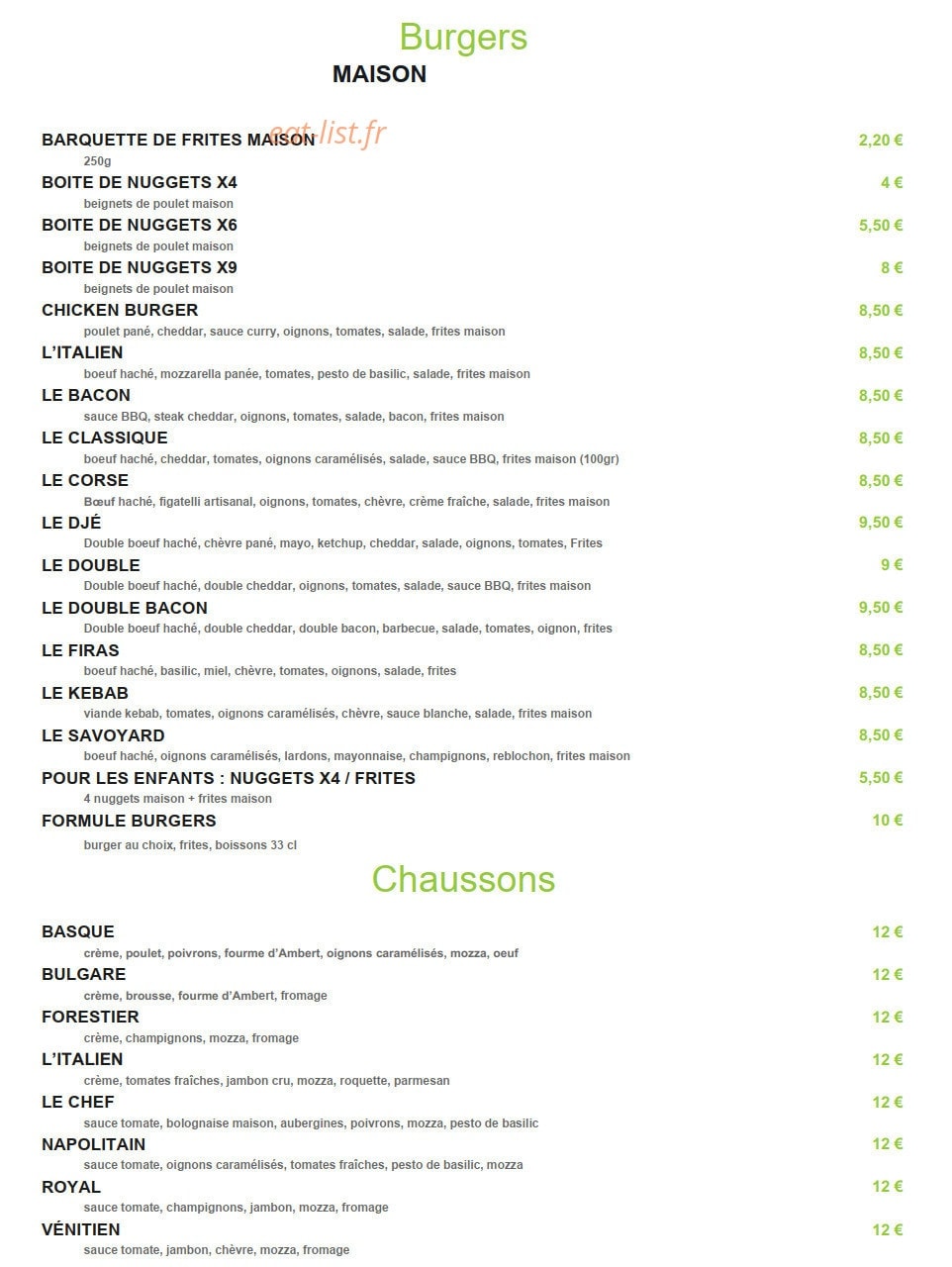 La cave a pizza — carte page 2
