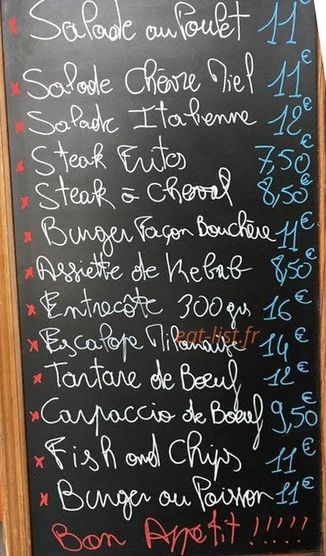 Le 11' Café — carte page 1