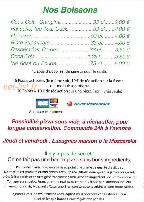 Maranello Pizza — carte page 3
