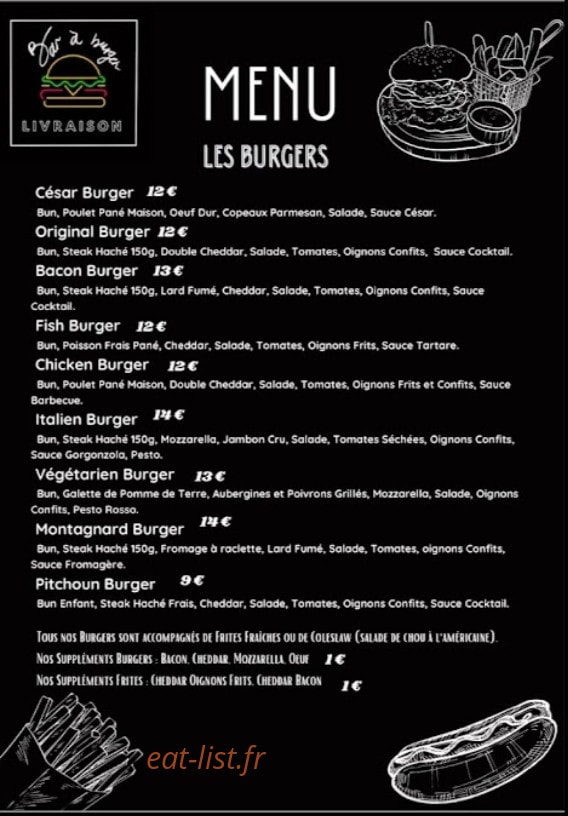 Bar à Burger — carte page 1