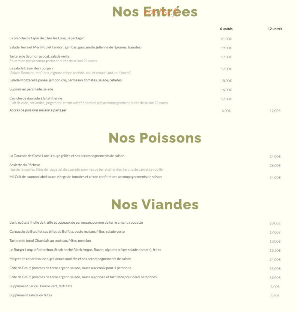 Chez Les Longu — carte page 1