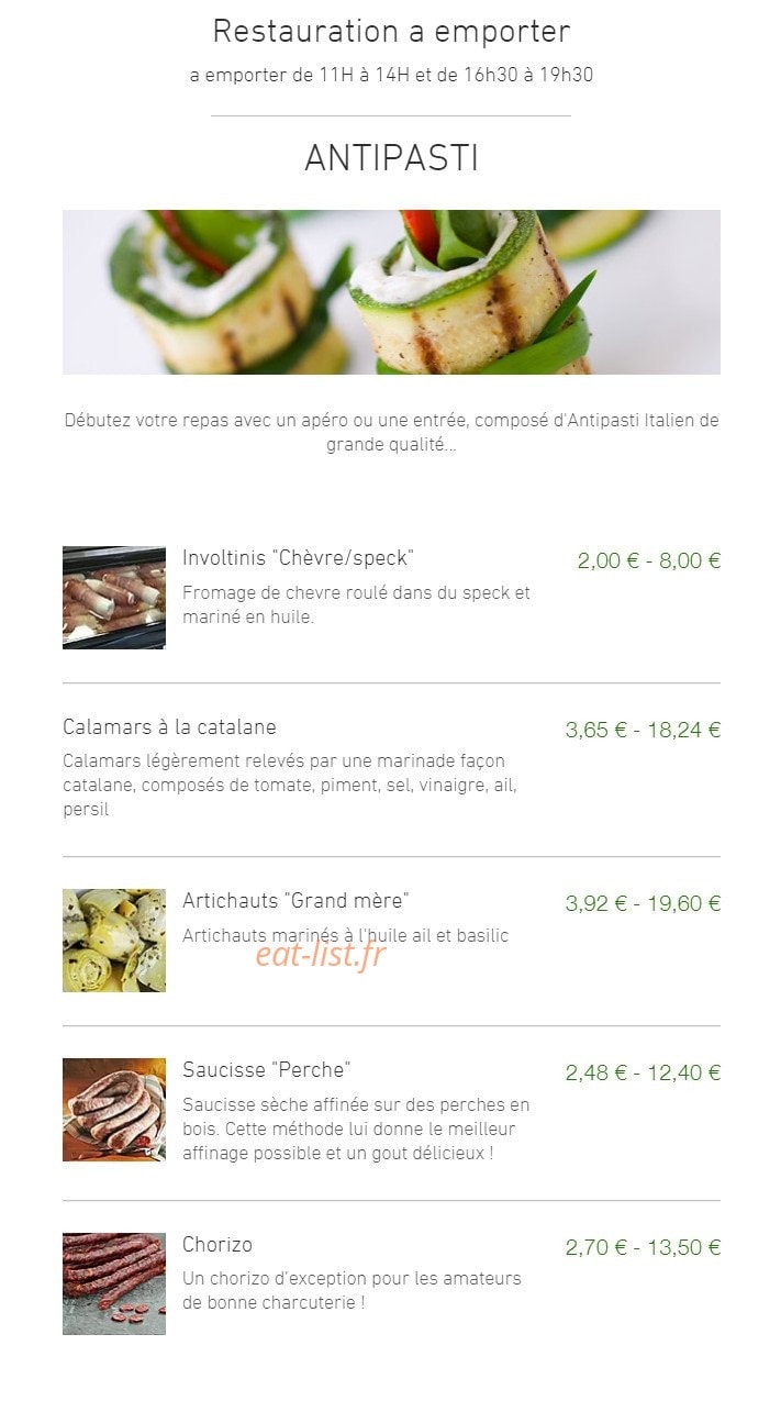 L' Atelier à Pâtes — carte page 1