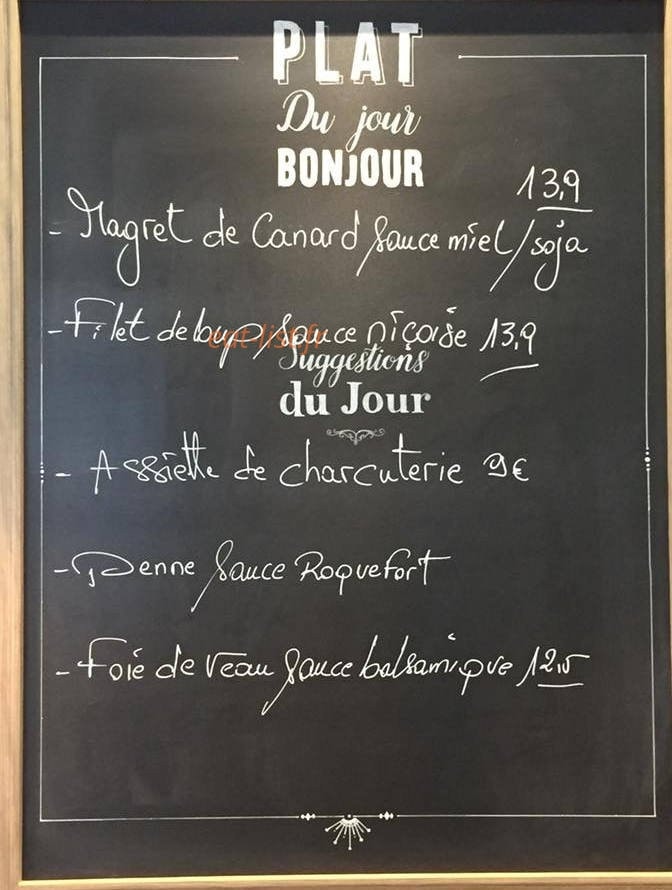 La Brasserie Avant Cap — carte page 1