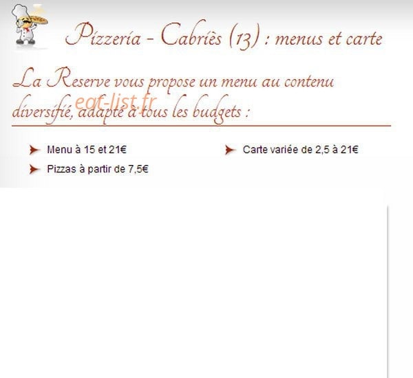 La reserve — carte page 1
