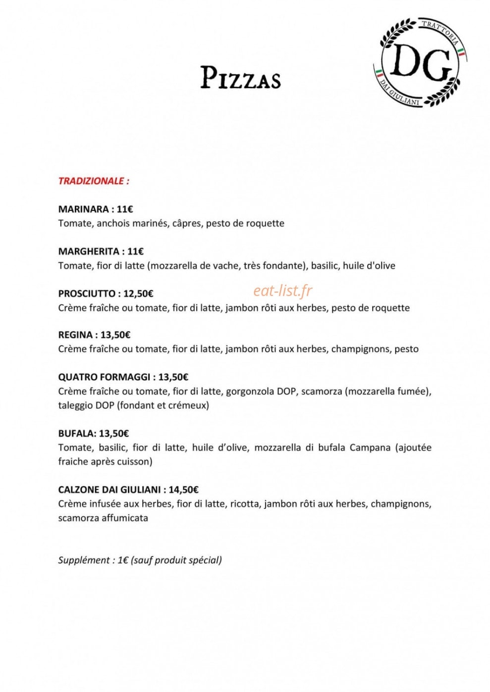 Trattoria Dai Giuliani — carte page 2