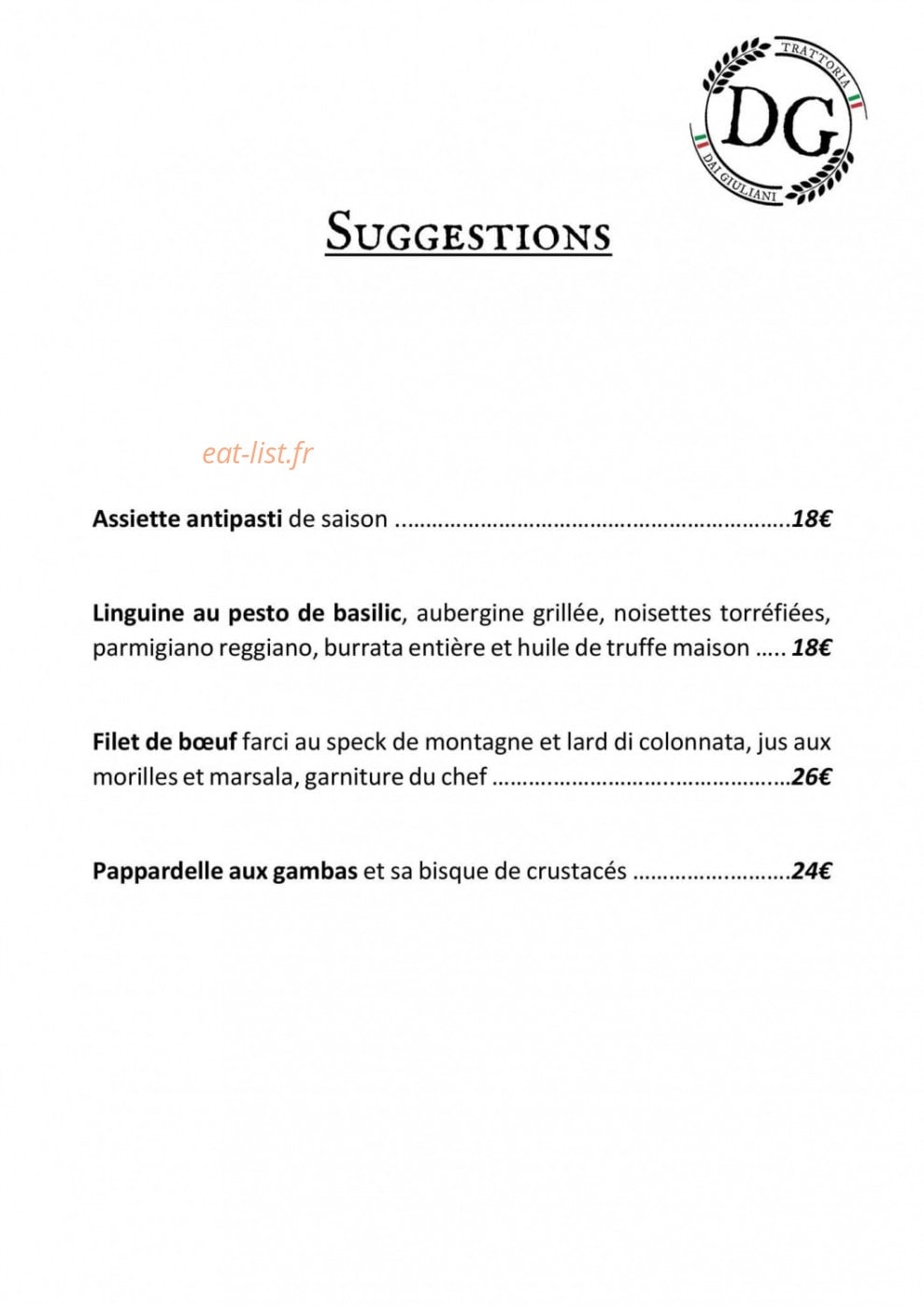 Trattoria Dai Giuliani — carte page 3