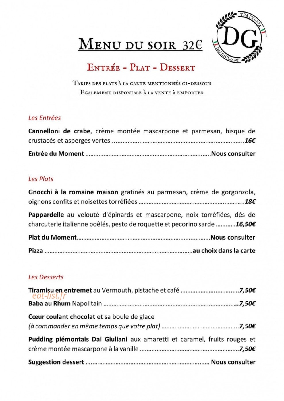 Trattoria Dai Giuliani — carte page 4