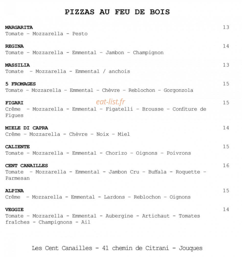 Les Cent Canailles — carte page 1