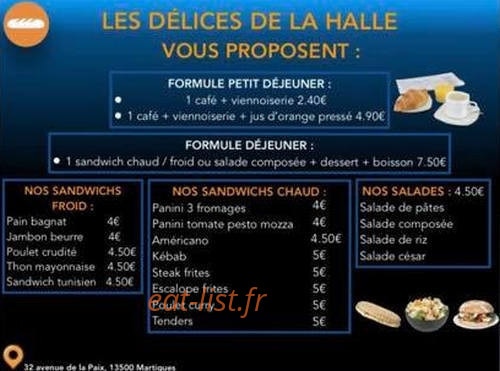 Aux délices de la halle — carte page 1
